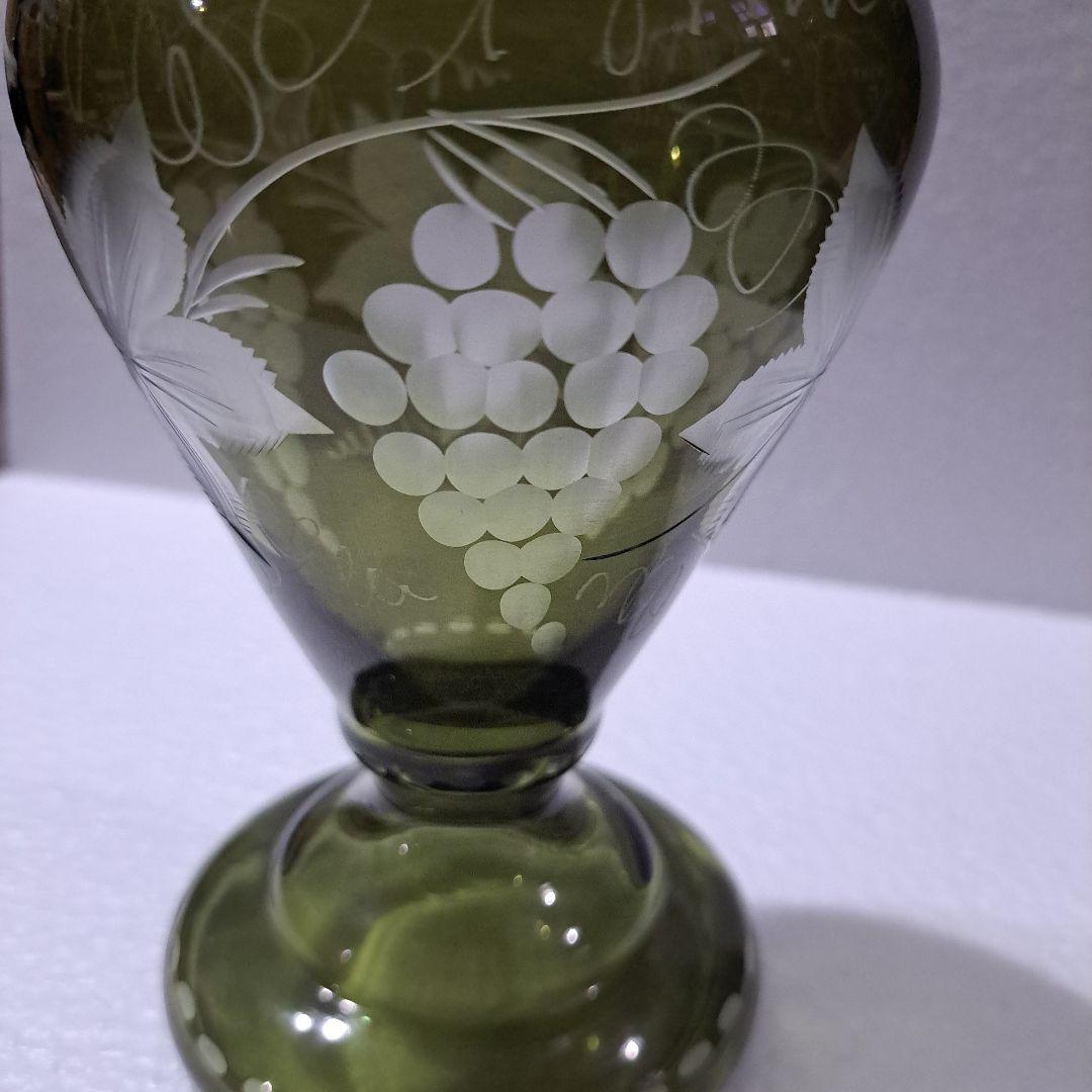 茶道具　江戸　ギヤマン硝子　紫色被せ硝子　葡萄図　　水次　完品