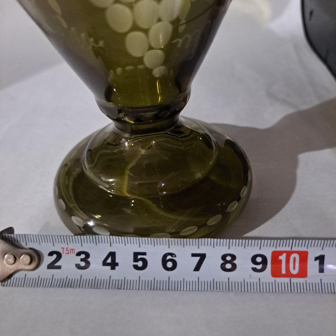 茶道具　江戸　ギヤマン硝子　紫色被せ硝子　葡萄図　　水次　完品