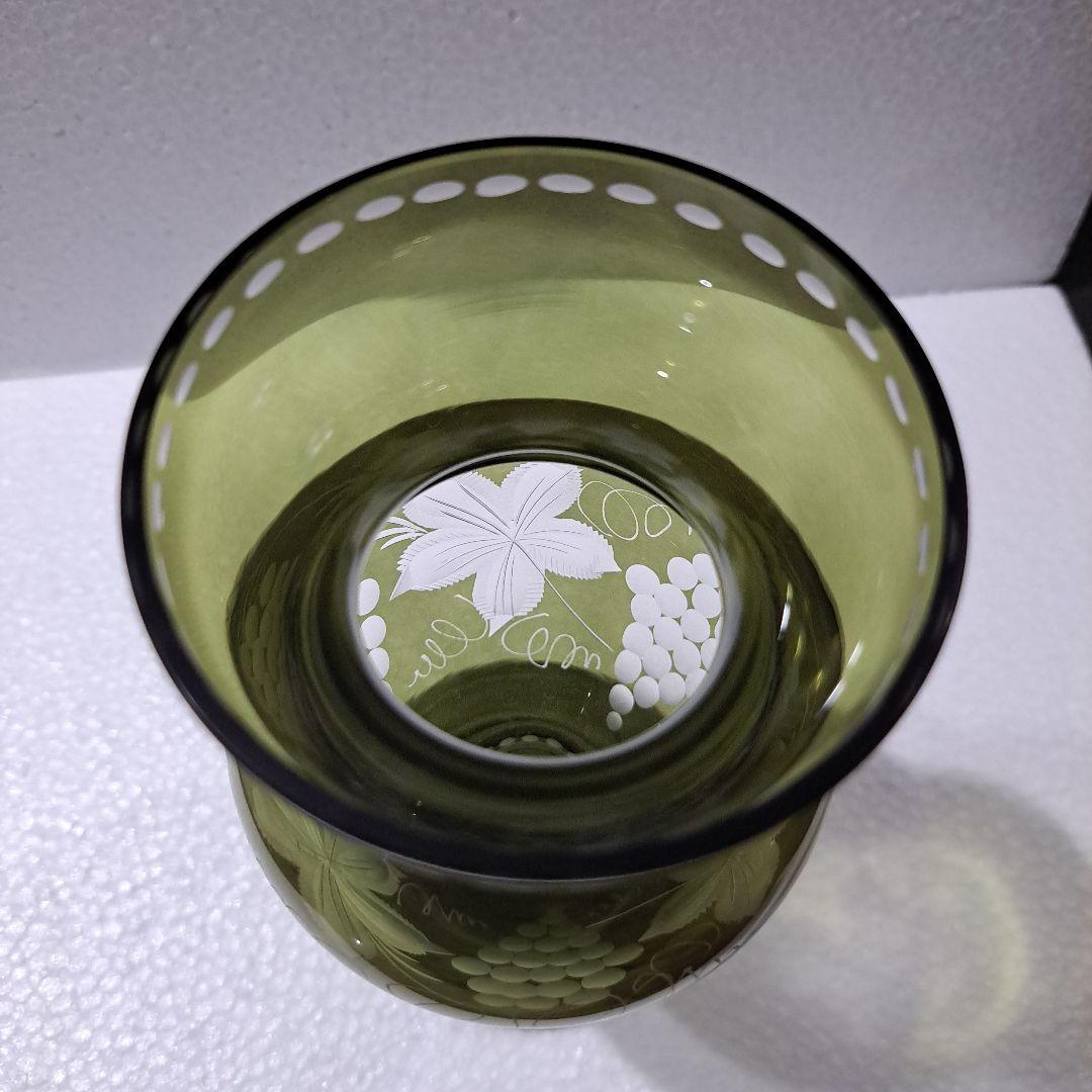 茶道具　江戸　ギヤマン硝子　紫色被せ硝子　葡萄図　　水次　完品