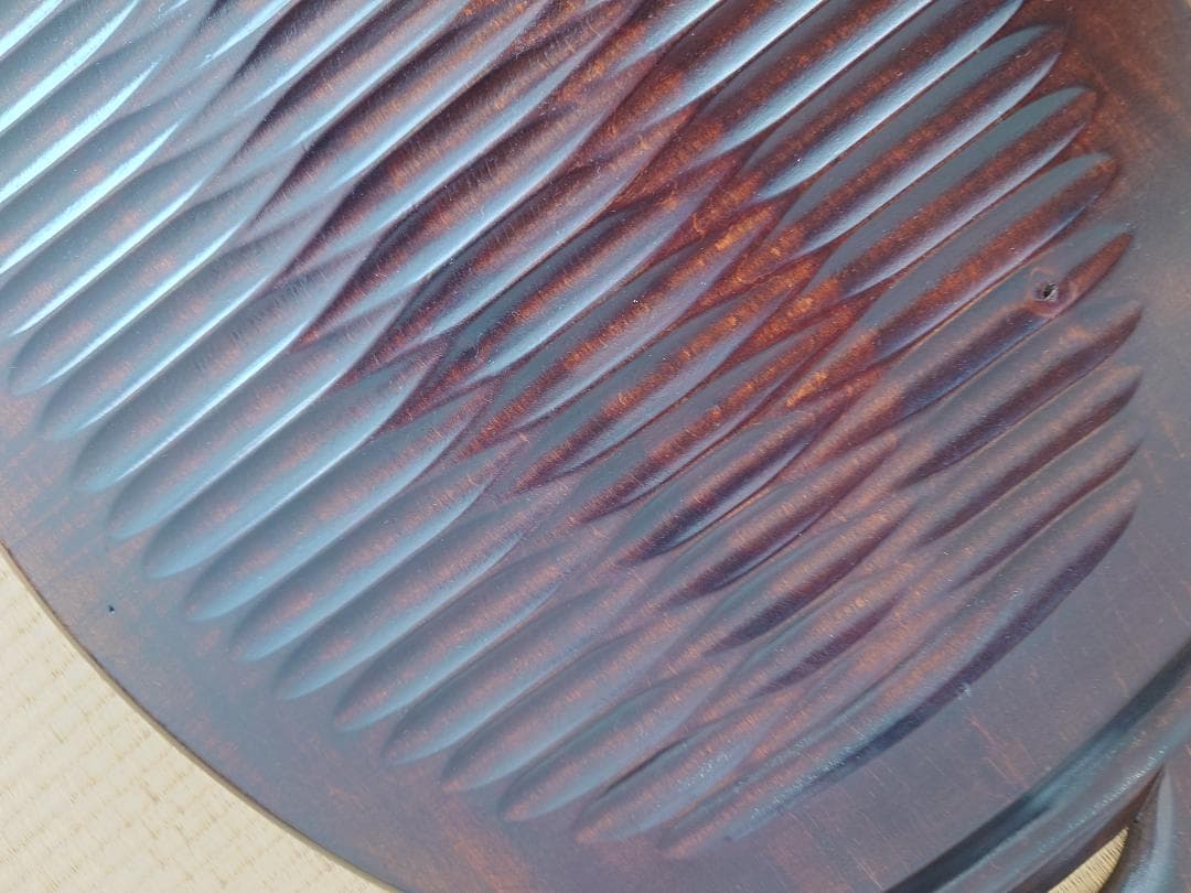 軽井沢彫 楕円のお盆 手つき 桜の縁