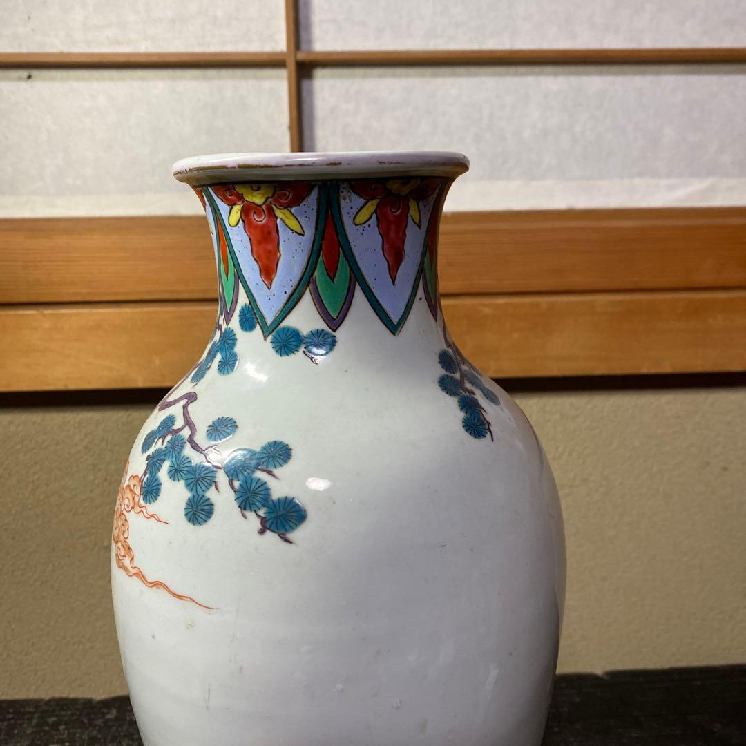 中国美術　古玩　色絵仙人図花瓶