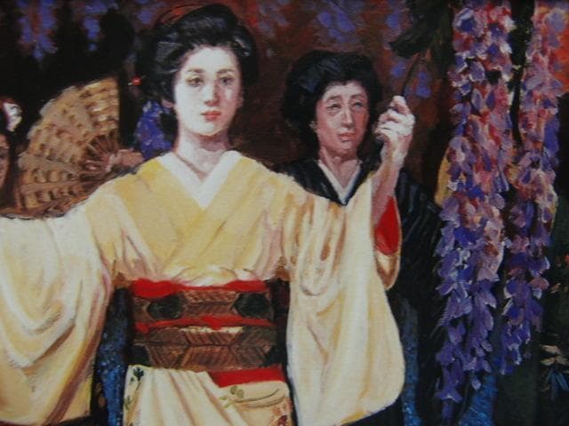 石川善一【藤】希少画集画、状態良好、新品高級額装付