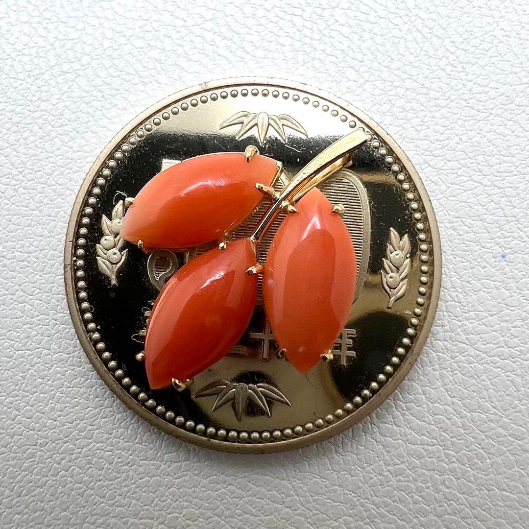 K18 ペンダントトップ　珊瑚　1.36 g