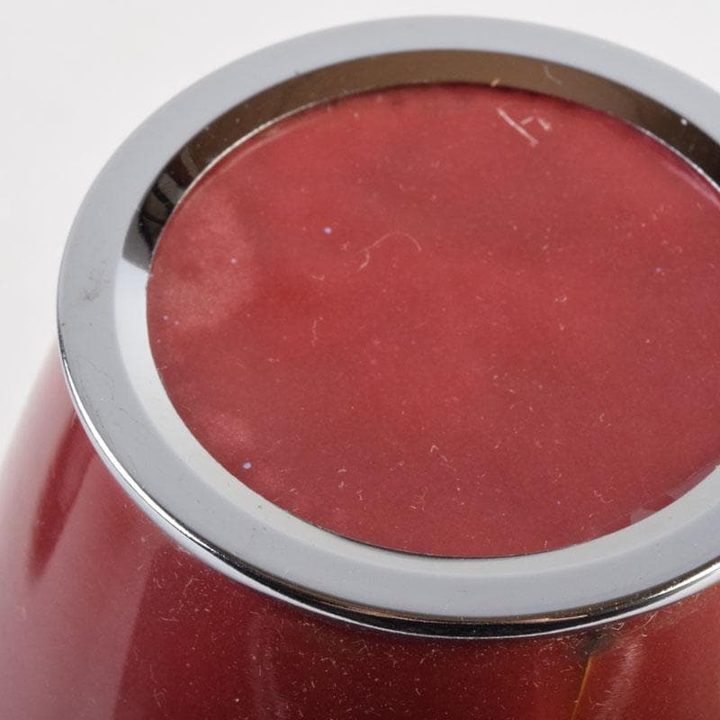 七宝焼　岡田泉作　赤透釉　梅文瓶　花瓶　唐木台付　共箱　V　9133