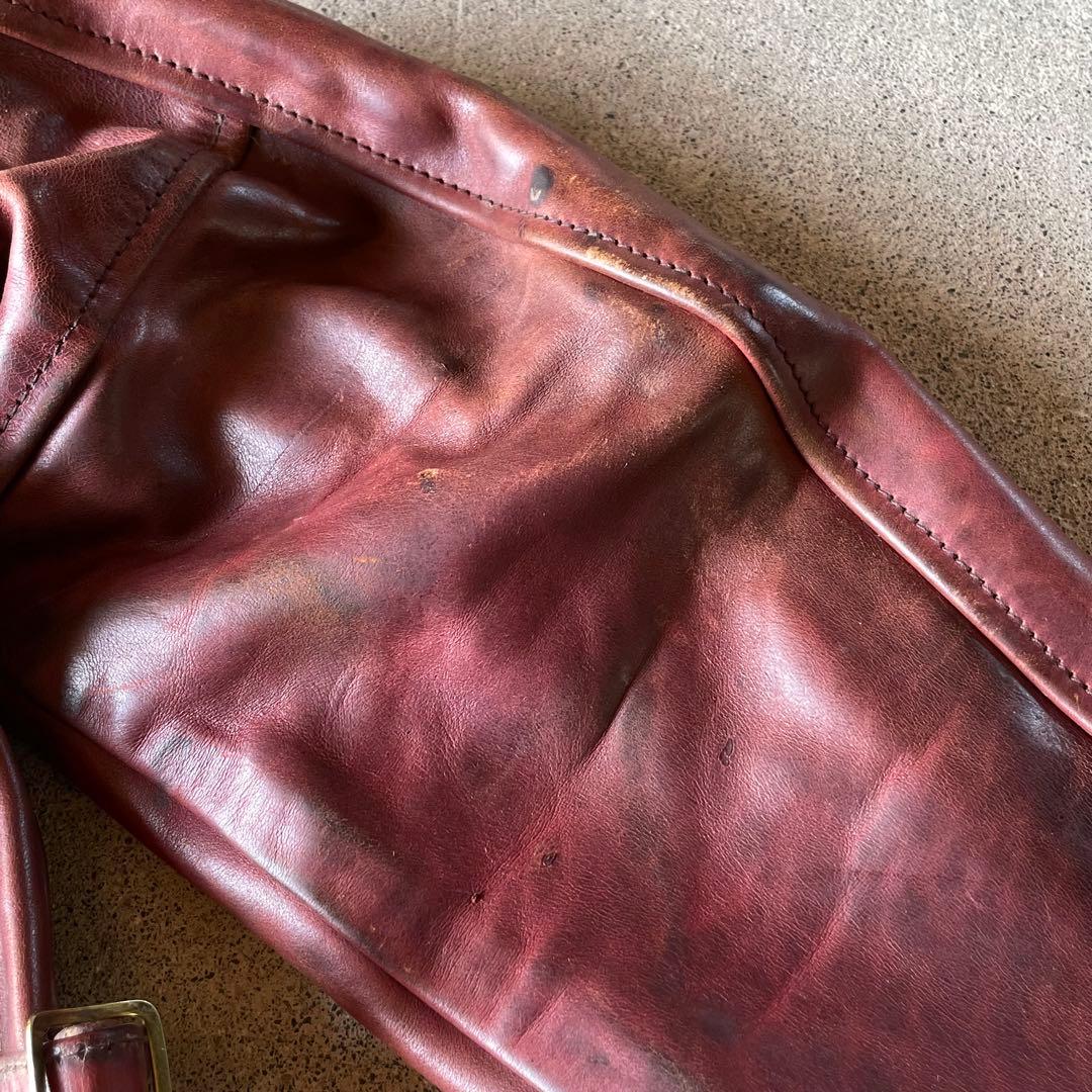 エアロレザー ハーフベルト ホースハイド レザージャケット ブラウン 34