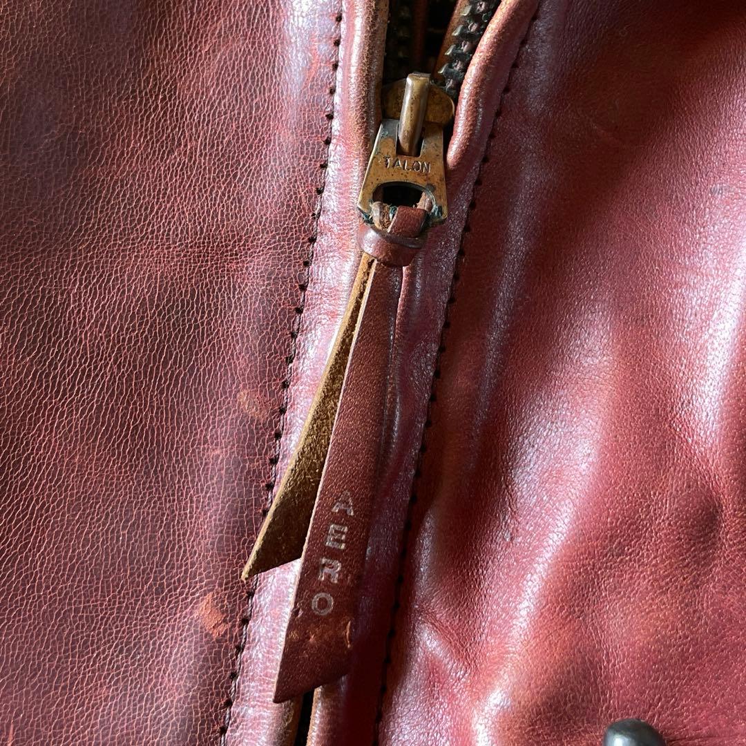 エアロレザー ハーフベルト ホースハイド レザージャケット ブラウン 34