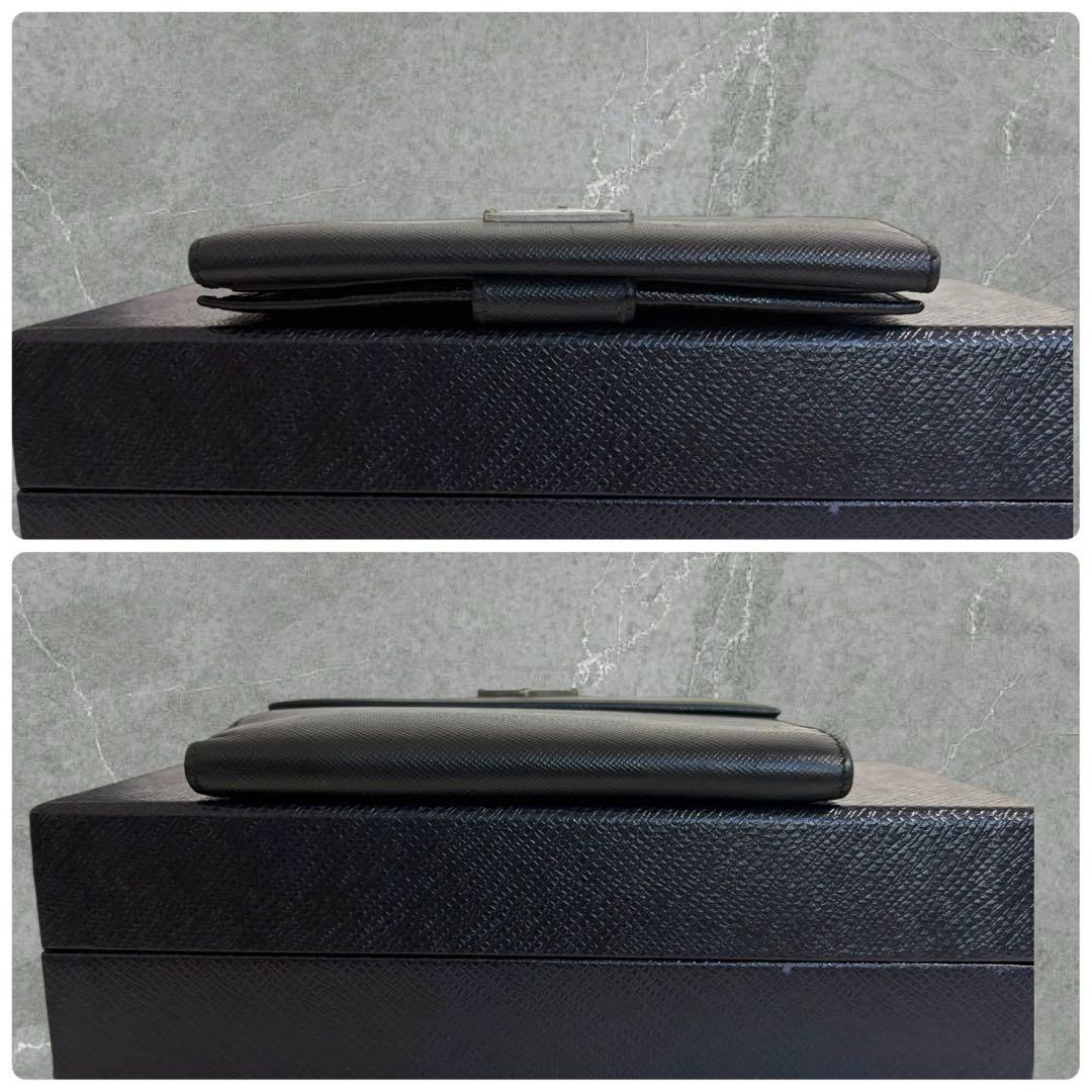 超極美品✨ PRADA プラダ 三つ折り財布 サフィアーノ ブラック 三角ロゴ