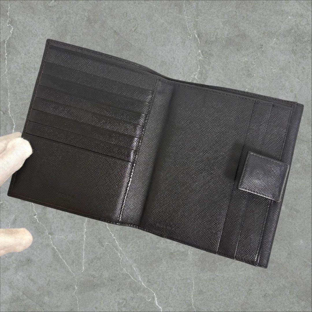 超極美品✨ PRADA プラダ 三つ折り財布 サフィアーノ ブラック 三角ロゴ