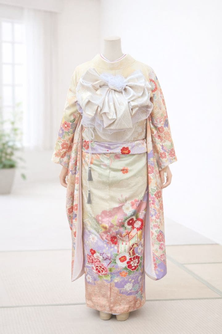 専用　振袖 着物　ピンク✖️シャンパンゴールドクリーム系 刺繍　一式