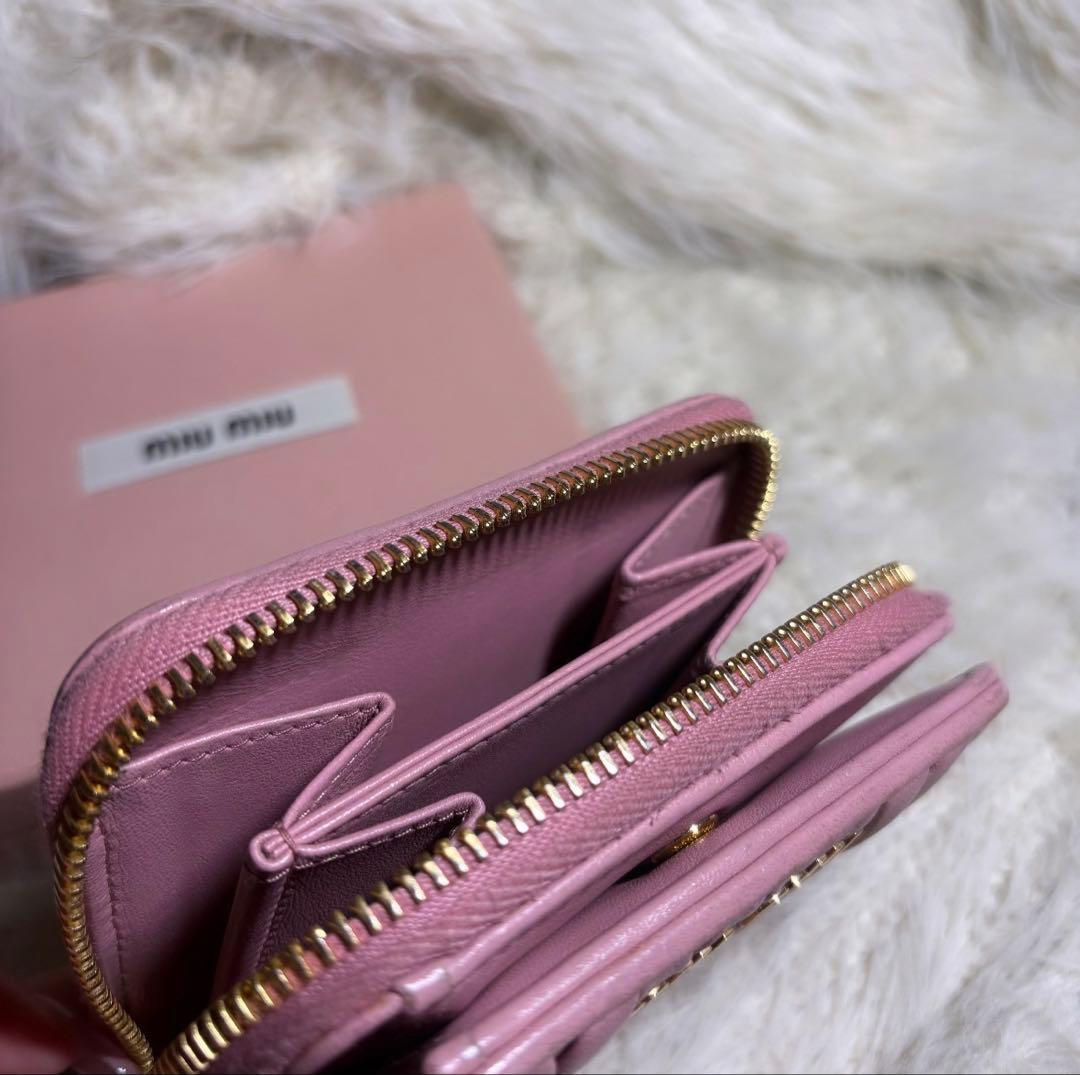 miu miu キルティング 二つ折り財布 ピンク 【正規品】