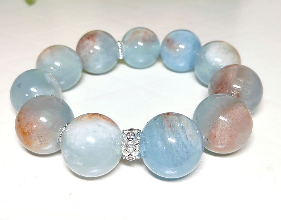 母岩付　アクアマリン　マトリックスアクアマリン　ブレスレット