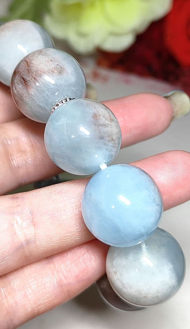 母岩付　アクアマリン　マトリックスアクアマリン　ブレスレット