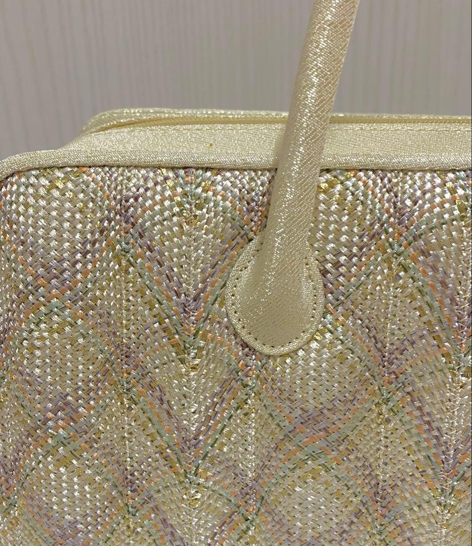 【新品未使用】組織帯地使用　利休バッグ　横長