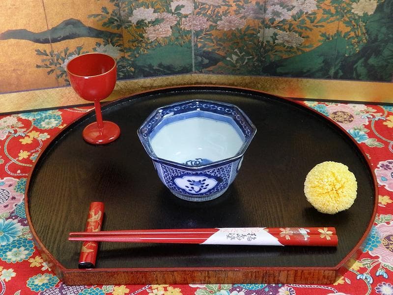 古伊万里　染付　毘沙門亀甲紋に花図　八角向付 ５客　A234AS-DBb