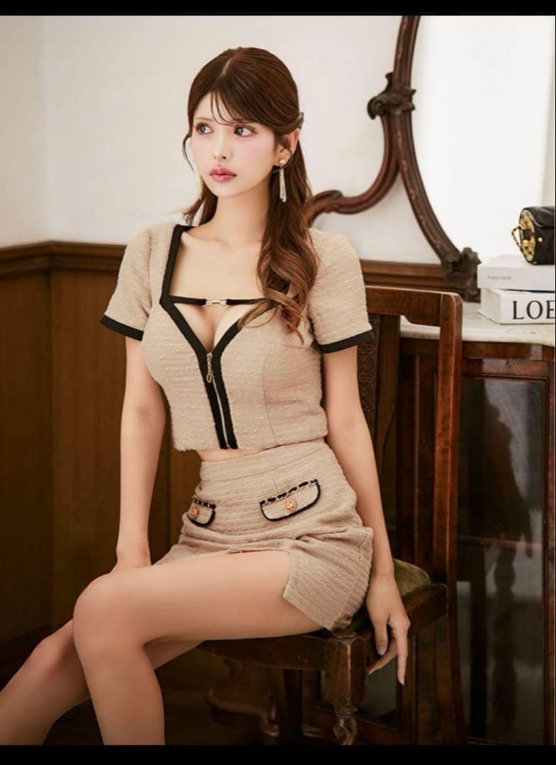 【Jewels】ジュエルズ バイカラーツイードセットアップ キャバドレス