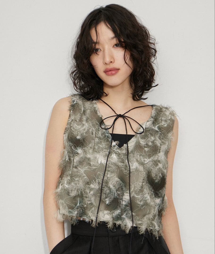 adam et rope フリンジプリントトップス