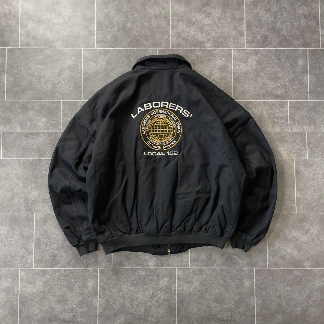 USA製 ダックワークブルゾン アクティブ ブラック 襟コーディロイ