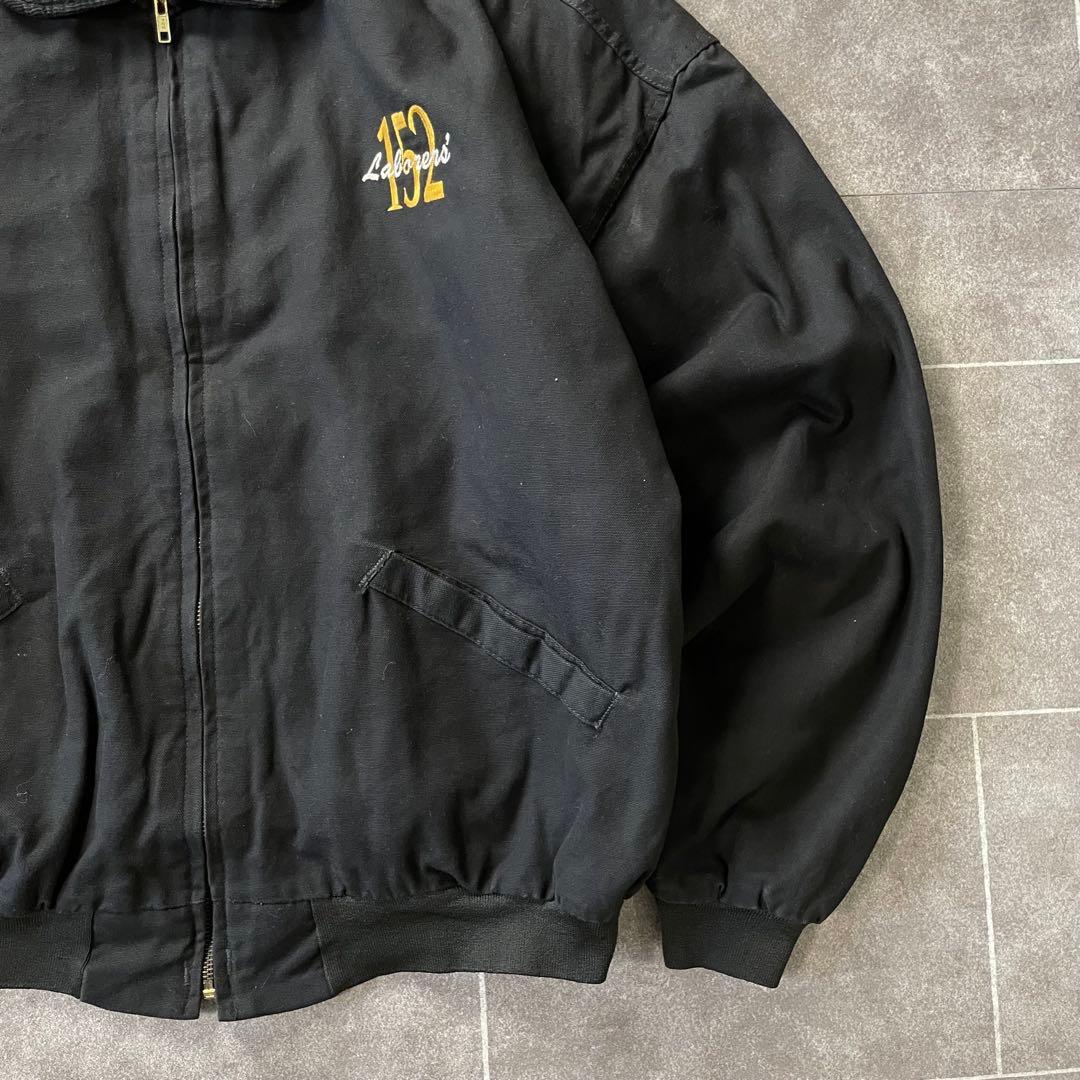 USA製 ダックワークブルゾン アクティブ ブラック 襟コーディロイ