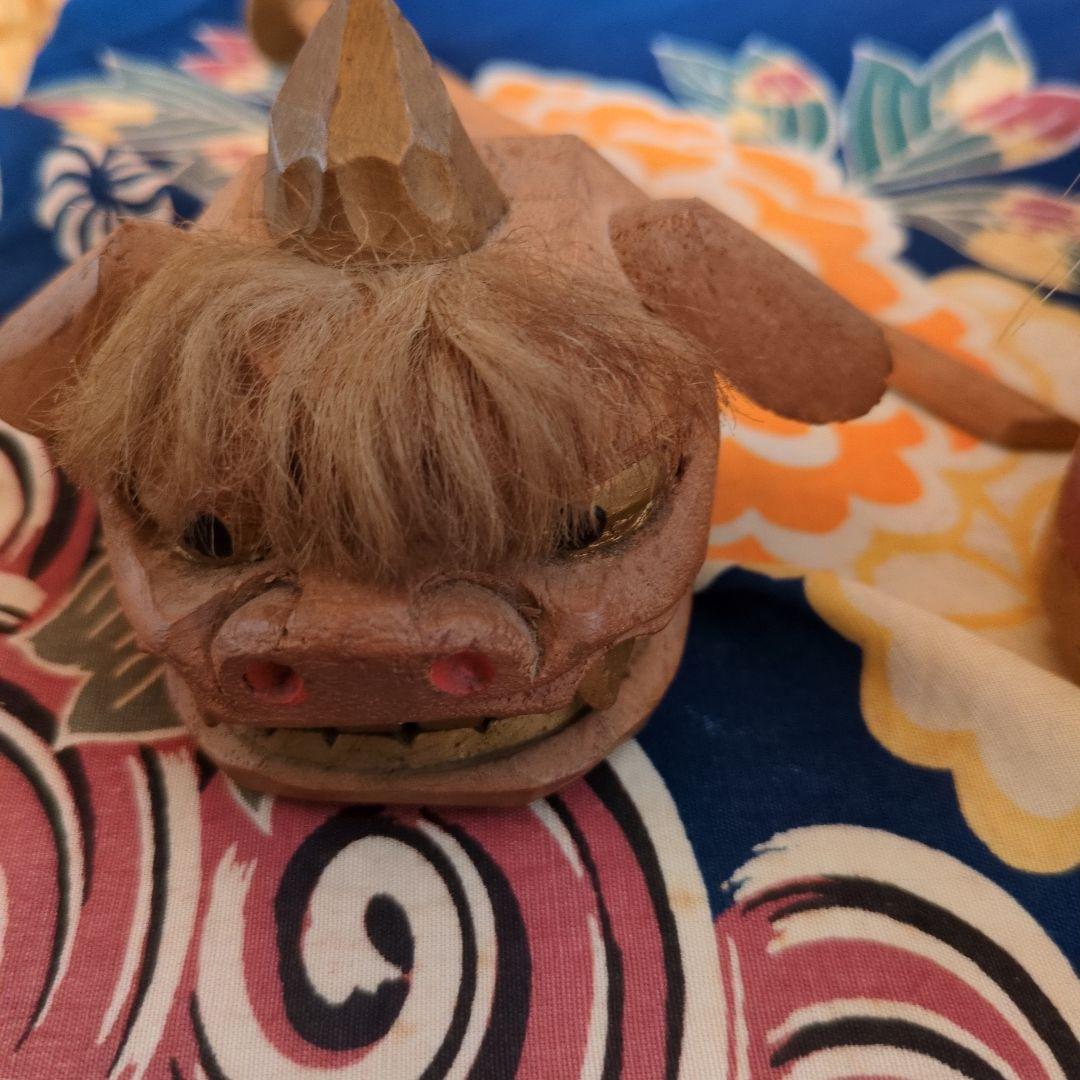 木製 加賀獅子舞 置物 2体セット