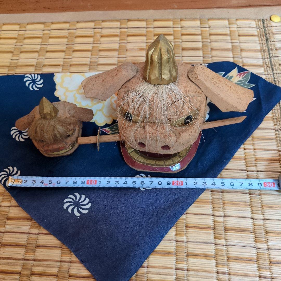 木製 加賀獅子舞 置物 2体セット