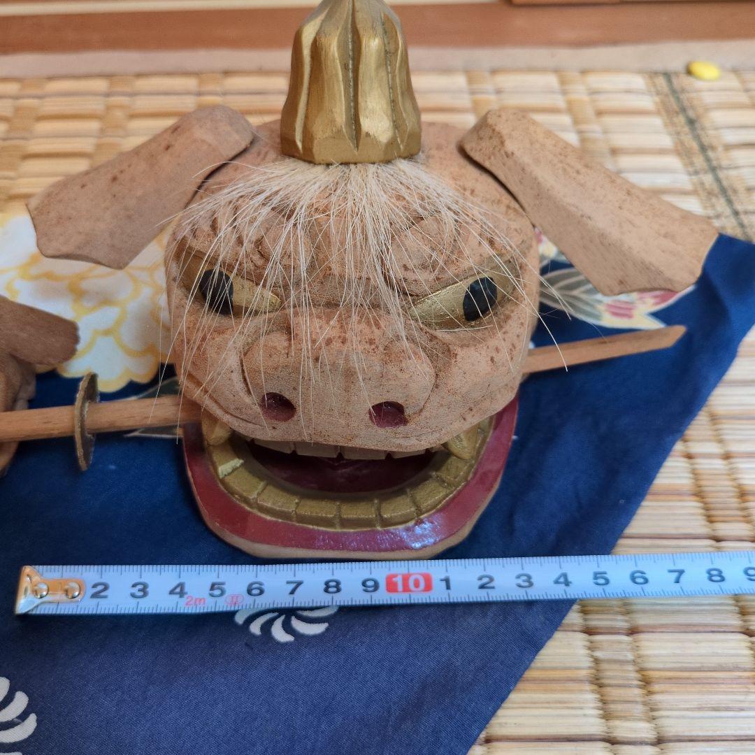 木製 加賀獅子舞 置物 2体セット