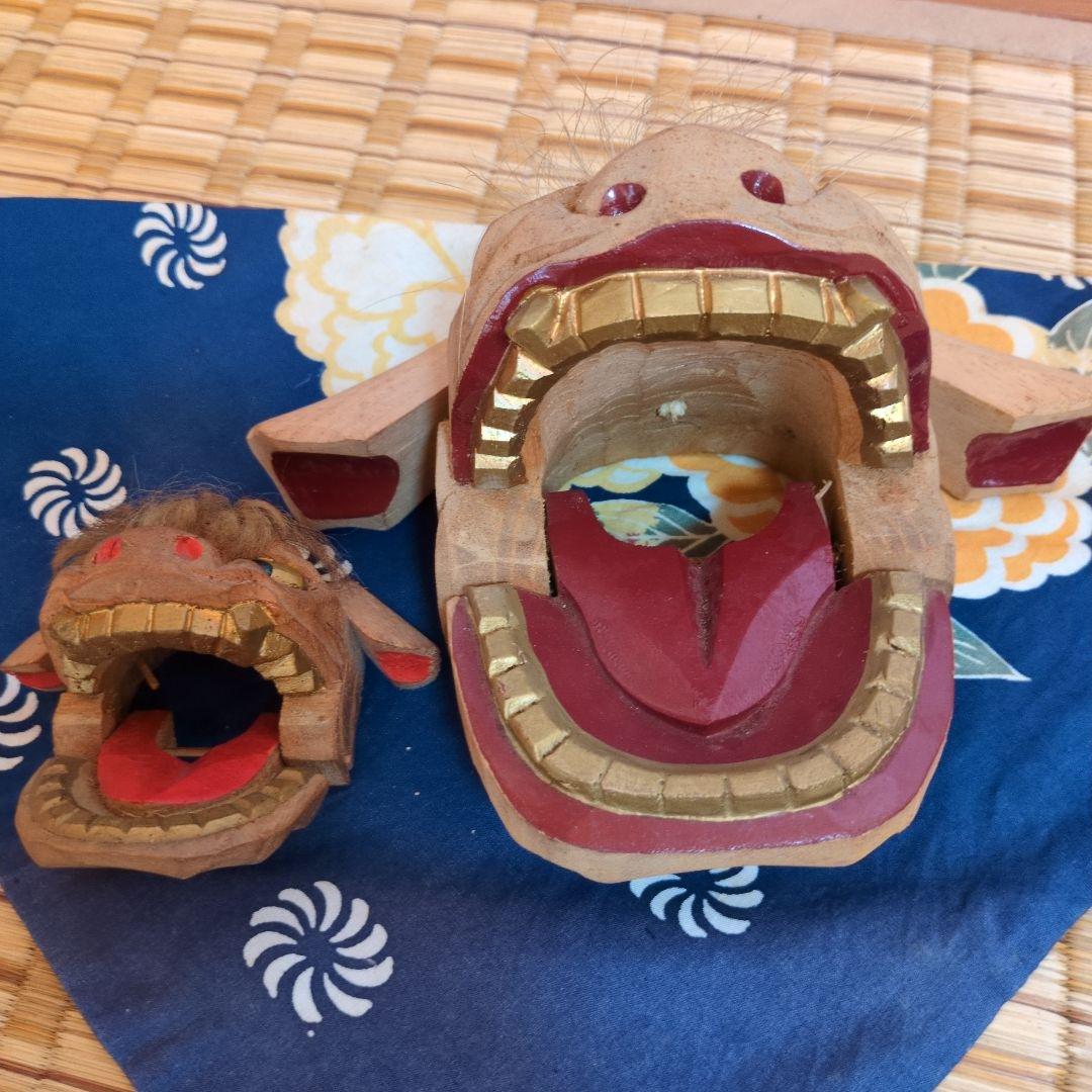 木製 加賀獅子舞 置物 2体セット