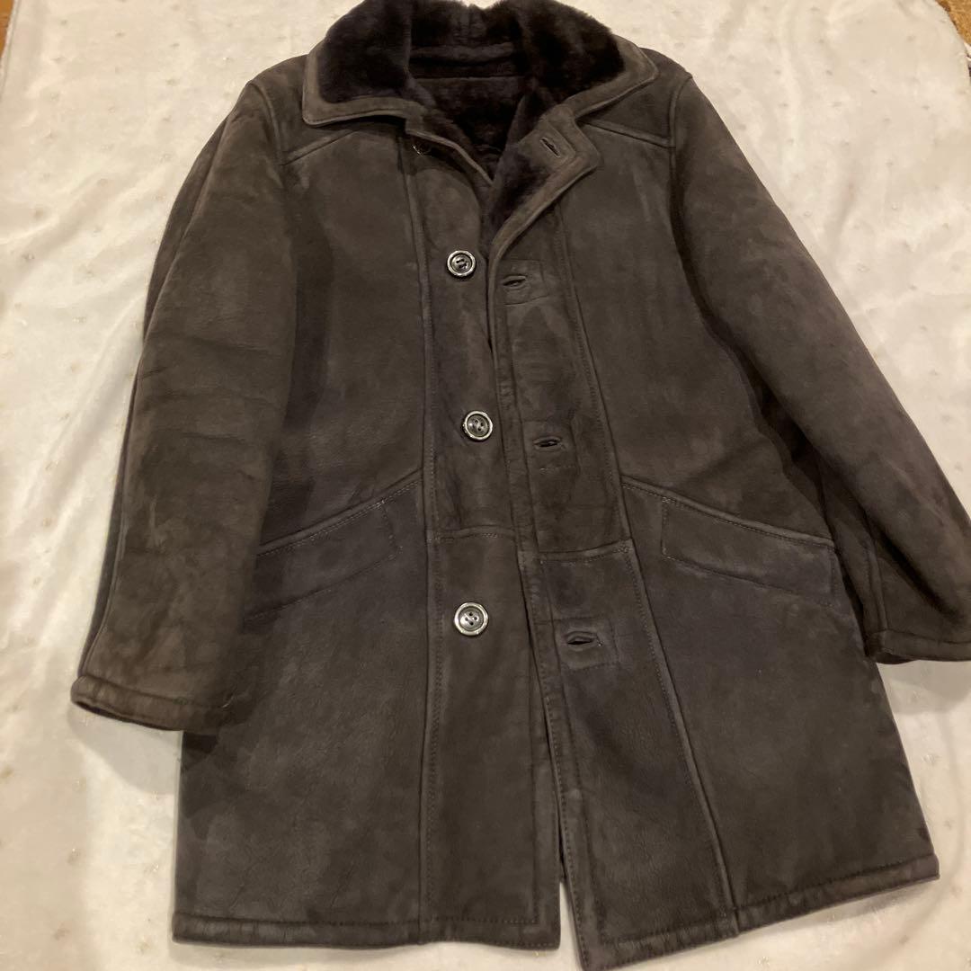 Simon 本革 シングル　ムートンコート　グレー系　ユニセックス　40