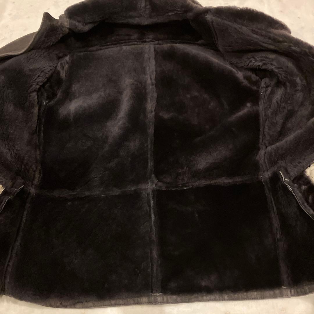 Simon 本革 シングル　ムートンコート　グレー系　ユニセックス　40