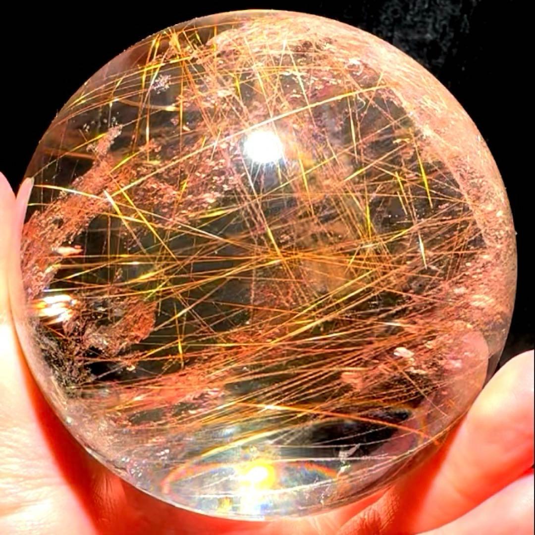 超特大‼️81mm ゴールドルチルクォーツ　丸玉スフィア　金針水晶　パワーストーン