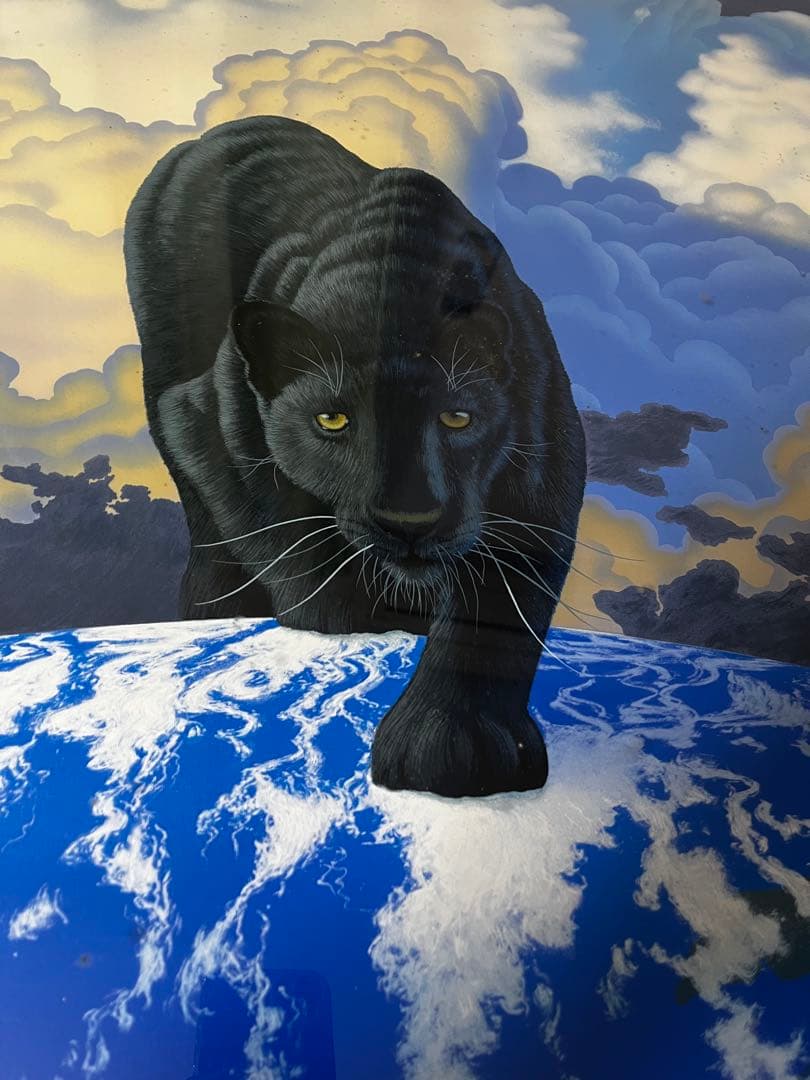 【希少価値の黒豹】シムシメール 「未来を探し求めて」美品 ジークレー 絵画 AP