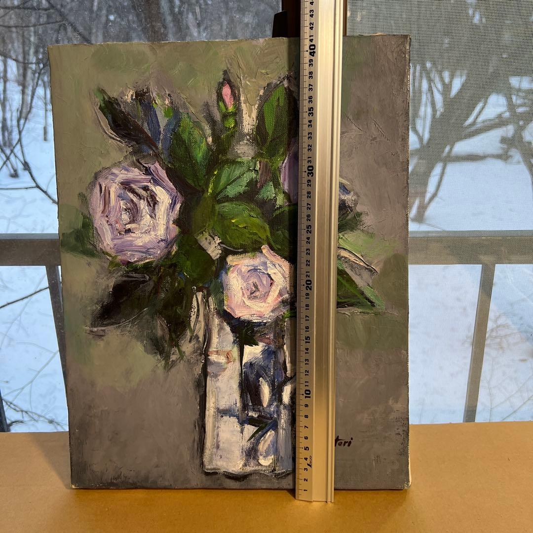 作者不詳　Hattari 油彩画 バラの花束