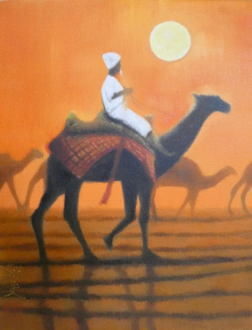 絵画 風景人物　平山郁夫　 F6 【　 風景人物　】肉筆 手描き　額付き