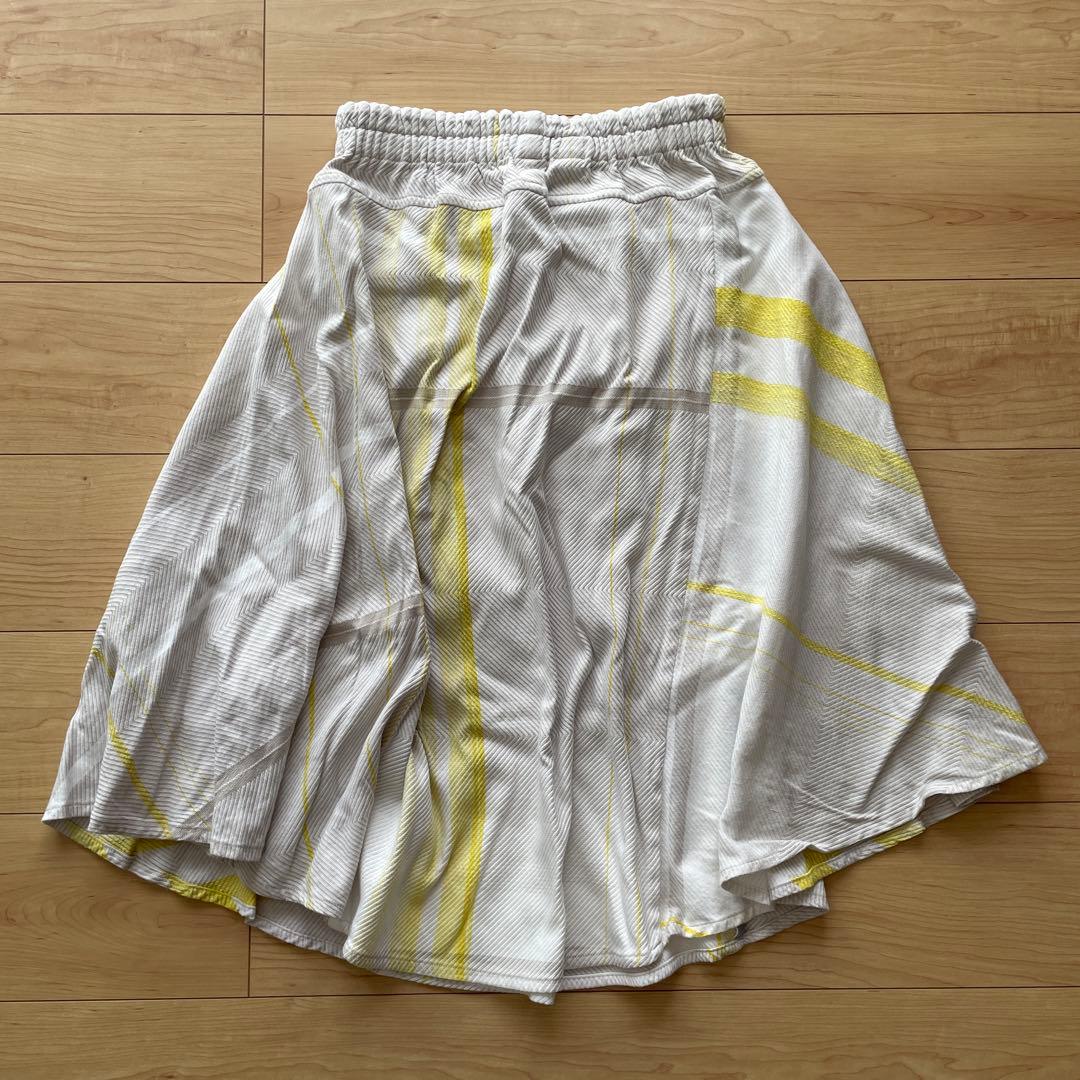 ストライプ フレアスカート ホワイト/イエロー