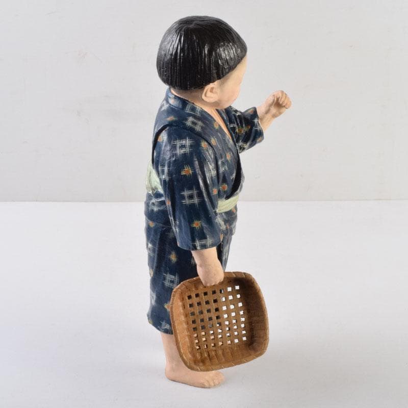 博多人形　陶人形　童　男の子　置物　時代箱　C　8739A