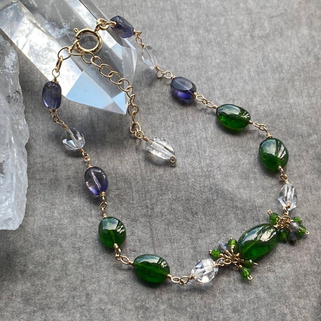 【専用です】14kgf✴︎クロムダイオプサイトブレスレット・水晶サファイアピアス