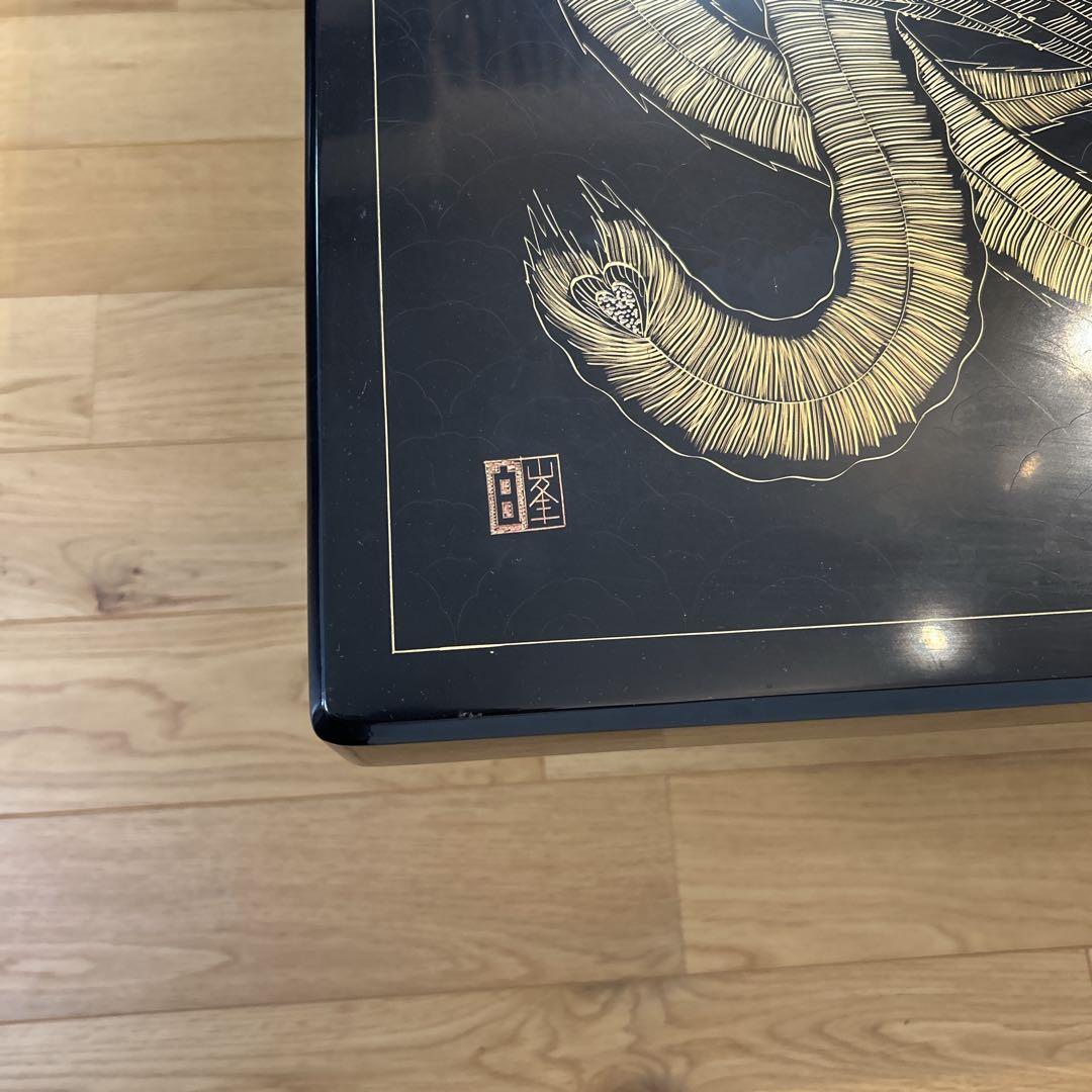 座卓 テーブル 鳳凰 不死鳥 フェニックス 高級 座敷机 螺鈿 ローテーブル 黒