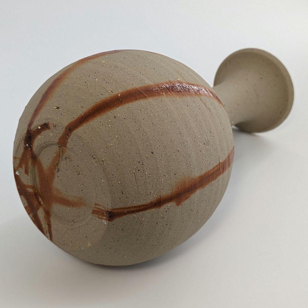 岡山県重要無形文化財 山本出 備前焼 緋襷一輪花入 花器 花瓶 フラワーベース