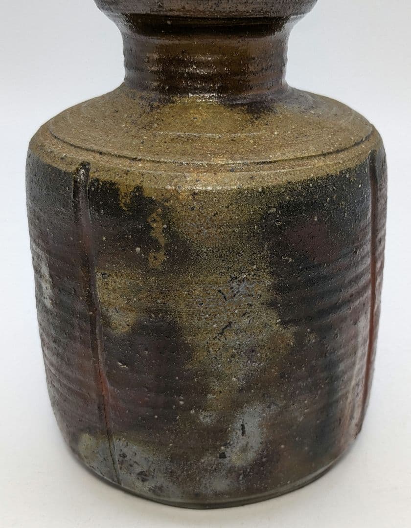 岡山県重要無形文化財 二代目藤原楽山 備前焼 花入 共箱 花器 花瓶 華道具