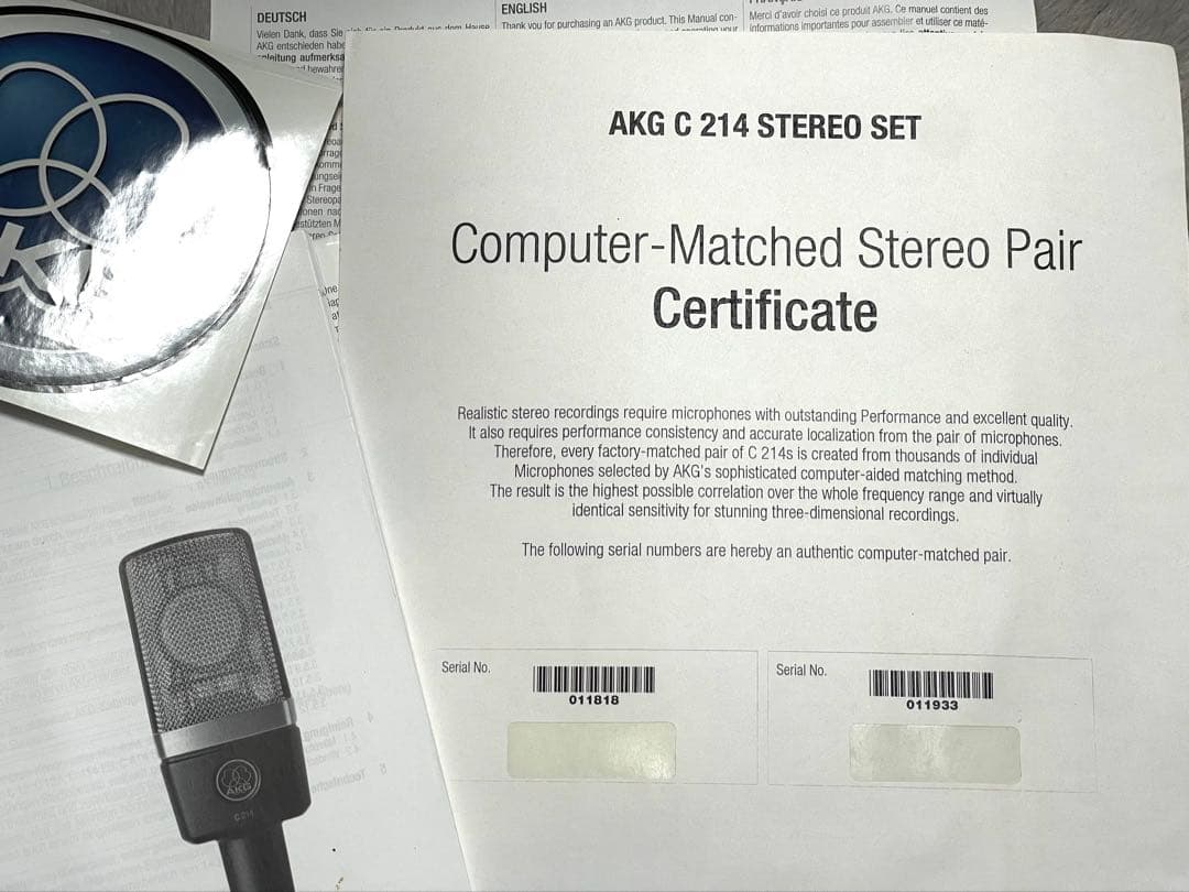 【高音質で万能】AKG C214 ステレオペア コンデンサーマイク マッチドペア