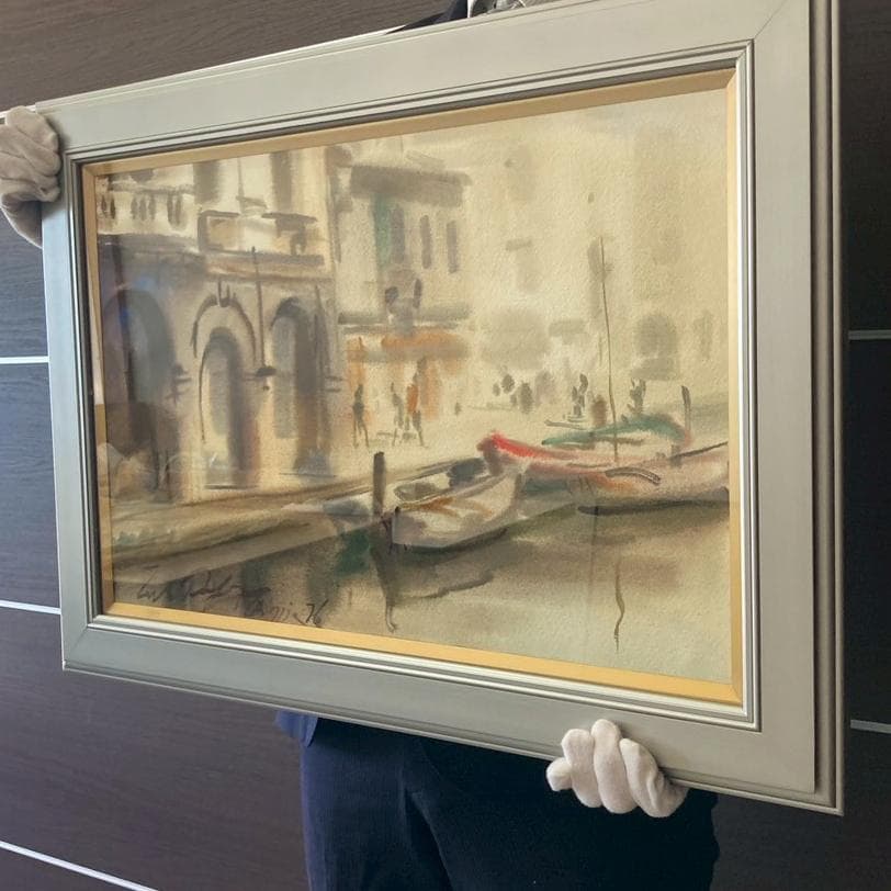 カルロ・ルヴァニャン｜キオッジャ｜ 水彩画｜原画｜20世紀アンティーク品