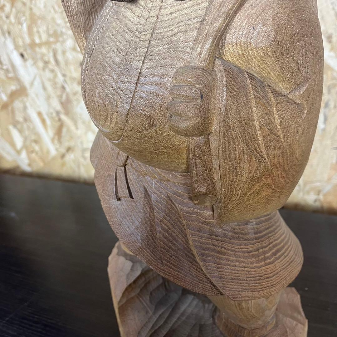 大黒天 木彫り 置物　一刀彫　アンティーク　ヴィンテージ　レトロ　縁起物　大黒様