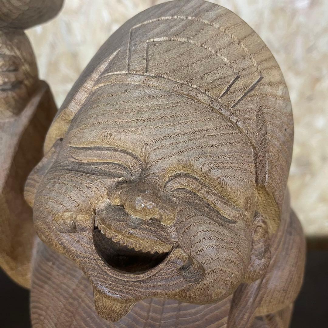 大黒天 木彫り 置物　一刀彫　アンティーク　ヴィンテージ　レトロ　縁起物　大黒様