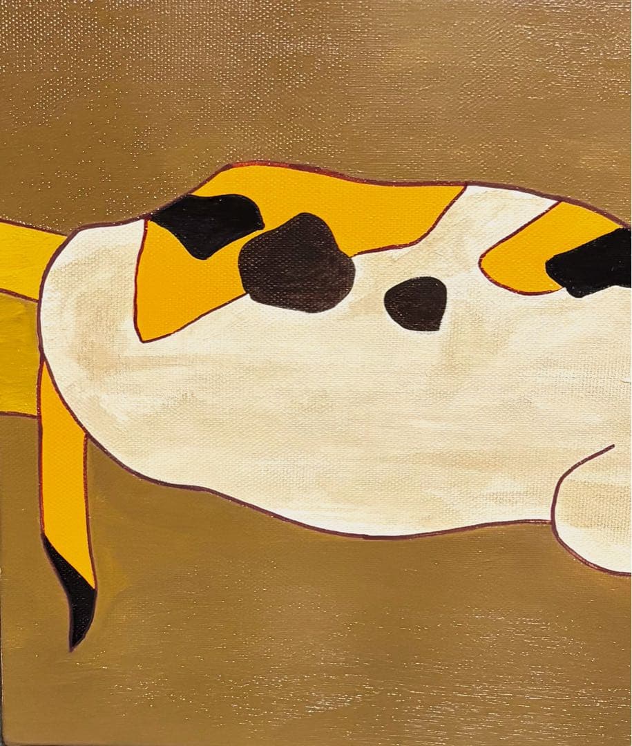 【F4号】手描き油彩画　熊谷守一【猫】額縁　未使用額　サイン　共シール　人気作品