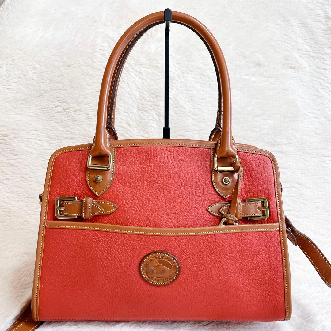 希少カラー 美品 DOONEY&BOURKE 2way レザー ハンドバッグ 赤