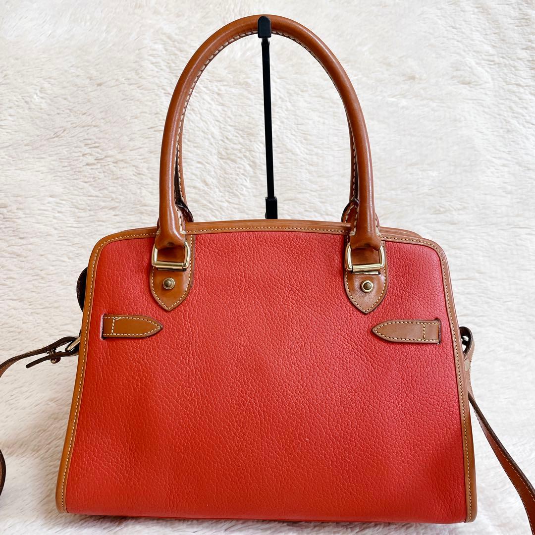 希少カラー 美品 DOONEY&BOURKE 2way レザー ハンドバッグ 赤