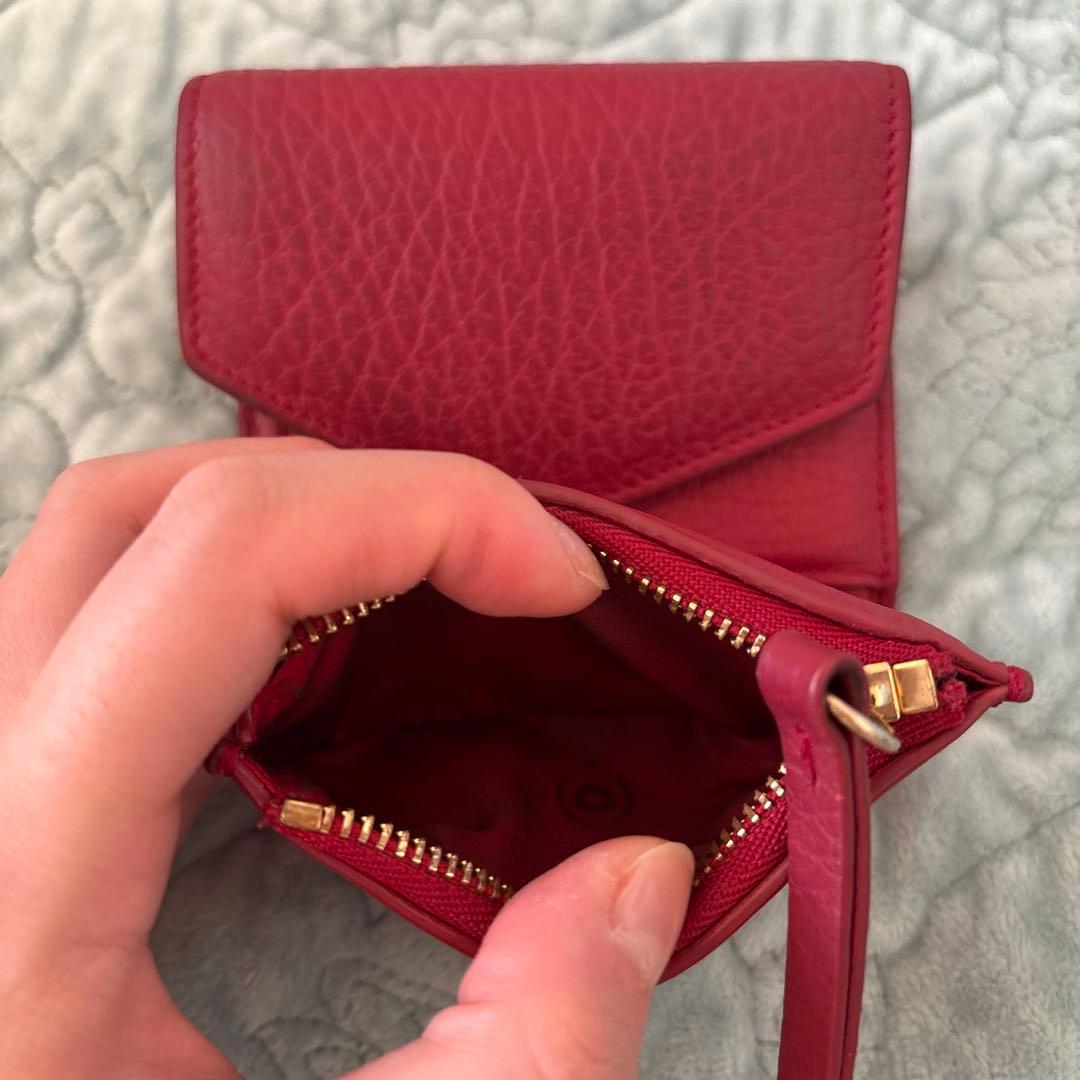 Maison Margiela レザー三つ折り財布 レッド