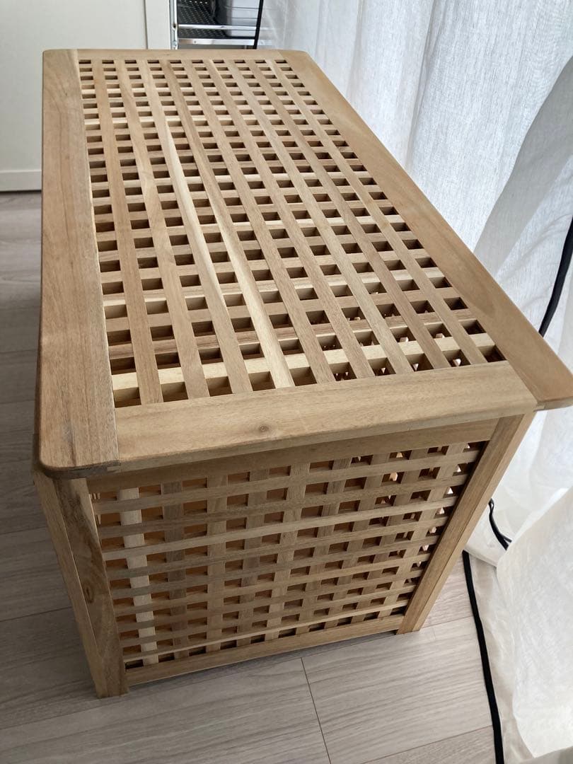 【IKEA】　　HOL ホール リビングテーブル 収納付き アカシア材