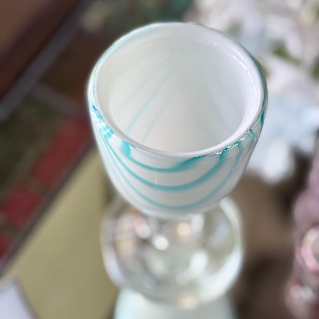 2190様感謝‼️愛らしい薄荷色の氷コップ‼️水色❌乳白氷コップ 1客