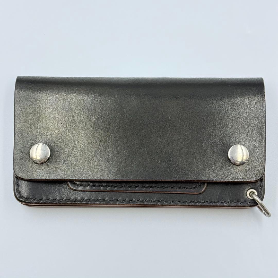 トラッカーウォレット(ブラック)タロンジッパー　サドルレザー　真鍮ニッケル