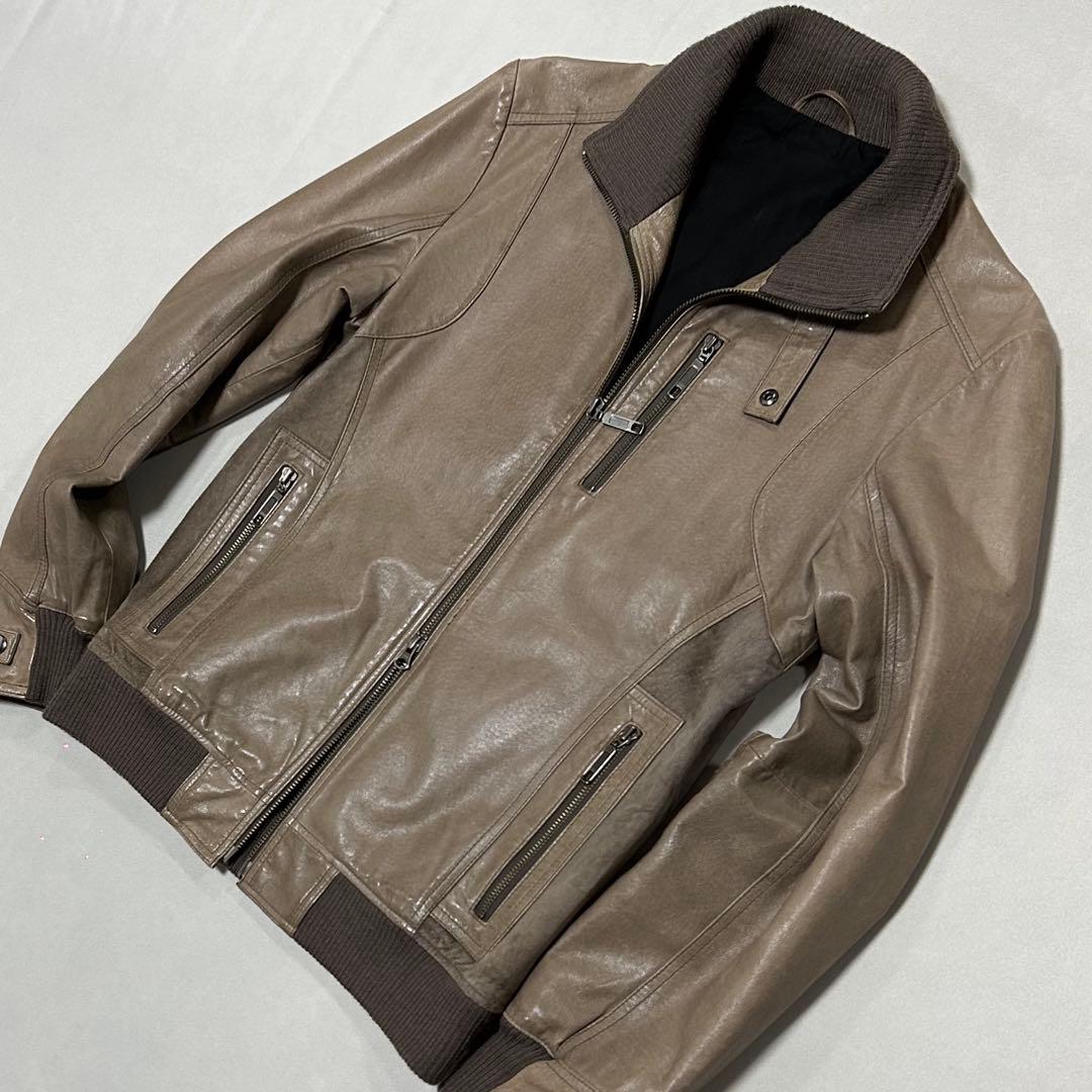 00s ピッグスキン レザー シングルライダース ダブルジップ お兄系 ロック